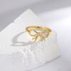 Anillo de plata de ley S925 con lazo dorado y nicho de entrada: anillo hueco de corazón de lujo para niña