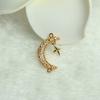 Pacote 14K ouro micro incrustado zircão estrela lua brinco diy artesanal jóias borla orelha esquerda e direita gancho acessórios