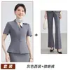 Verão 2026 Novo Estilo Fino Casual Elegante Azul Manga Curta Conjunto Profissional com Saia Bodycon para Mulheres