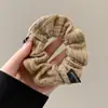 Goma para el pelo floral marrón, elegante y a la moda, con diseño de cuadros para mujer, nuevo estilo 2026, accesorio para el pelo de tela de alta calidad