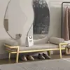Banqueta de Entrada de Lujo Ligero para Cambiar Zapatos, Banco Largo para Áreas de Descanso de Tiendas, Banco de Pie de Cama Estilo Chino Nuevo para Dormitorio, Banco Sofá para Vestidor