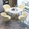 Oficina de Ventas de Juego de Mesa y Sillas de Comedor de Lujo Ligero Italiano Recepción de Ocio Hogar Mesa Redonda Pequeña Simple Moderna Mesa de Café Pequeña