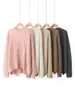 Suéter de punto trenzado 100% cachemira estilo perezoso de otoño e invierno para mujer, jersey de cuello redondo, capa base holgada de manga larga
