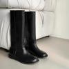 Edición de piel de vaca ~ Botas de caballero Botas de cuero de manga alta para mujer Botas Martins Botas de suela gruesa aumentadas delgadas pero hasta la rodilla