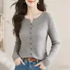 Suéter de punto con cuello en V estilo coreano para mujer, nuevo modelo primavera y otoño 2026, súper popular, rejuvenecedor, cárdigan de punto elegante para otoño e invierno