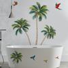 Estilo Vacacional Transfronterizo Árbol de Coco Pájaro Sala de Estar Balcón Baño Bañera Pegatina Puerta de Gabinete Autoadhesiva Removible Pegatina de Pared