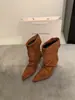 Novas Botas Curtas Apontadas Outono e Inverno 2025 para Mulheres, Botas de Camurça Salto Agulha Meio da Panturrilha, Salto Alto, Botas Elásticas Slim, Botas