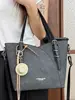 Bolsa Tote Texturizada Color Block Vintage de Grande Capacidade, Alça de Ombro Ajustável, Bolsa Simples para o Dia a Dia, Bolsa de Ombro Feminina Fashion
