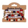 Pulseira de estilo de férias transfronteiriça europeia e americana, contas de arroz, pulseira elástica com contas, joias femininas, bandeira do amor, acessórios Yiwu