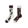 Calcetines de Moda Originales Asimétricos Estilo AB para Mujer Calcetines de Algodón de Verano Zhejiang Arte de Dibujos Animados Personalizado Calcetines de Algodón de Tubo Medio para Hombres y Mujeres