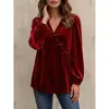 Otoño 2026 Nueva Ropa Femenina Europea y Americana Estación Independiente de Amazon Moda Casual Camisa de Terciopelo de Manga Larga Top con Cuello en V