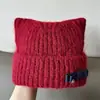 Gorro de Punto de Lana Estilo Coreano Cálido con Orejas de Gato Otoño Invierno Protección para los Oídos al Aire Libre para Mujer Versátil con Forro de Forro Polar Hace que la Cara Parezca Más Pequeña