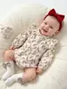Roupas de Bebê para Meninas Pequenas, Estação Primavera, Macacão de Manga Longa 100% Algodão com Gola Alta, Estampa Floral Pequena, Estilo Coreano, Macacão de Bebê Menina