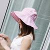 Sombrero para el sol con parte superior vacía a rayas para mujer, sombrero de playa plegable coreano de verano para exteriores, sombrero para el sol con cornisa grande, estilo coreano