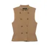 Ins moda feminina atacado estilo europeu e americano transfronteiriço moda retrô saia curta de nove pontos com botões e barra top regata 7709333