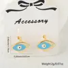 Estación Independiente Venta Caliente Cobre Microincrustación Joyería para Mujer Aceite Goteante Ojos de la Suerte Aretes Aretes Creativos Personalizados Suministro Transfronterizo