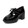 Mocasines de Suela Gruesa para Mujer 2025 Impermeables Plataforma Tacón Grueso Con Cordones Planos Negro Estilo Británico Zapatos Pequeños de Cuero Zapatos de Doble Uso Boca Profunda