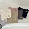 Camiseta Ligera Suave de Manga Corta para Mujer con Costura de Cinco Agujas, Cuello Redondo, Lana Tencel, Lyocell, Hombro Regular, Top Básico Versátil