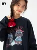 Camiseta Infantil de Manga Longa para Meninas 2026 Outono Novo Estilo Crianças Menina Estilosa Crianças de Meia-Idade e Mais Velhas Top de Outono Camada Base 1