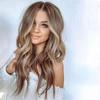 Nuevo Set de Pelucas Europeas y Americanas de Cabello Medio Mixto Marrón Degradado Rubio Se Puede Personalizar para Mujeres