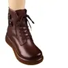 2025 Nuevas Botas Cortas Retro de Otoño e Invierno para Mujer Botas Forradas de Lana para Madres de Mediana Edad y Mayores Plataforma Suela Gruesa Botas de Color Puro