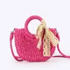 Dropshipping Estilo Simple Ins Popular Bolso Tejido Semicircular Bolso de Mano para Playa Costera Vacaciones Bolso Cruzado para Mujer