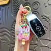 Colgante Original de Helado de Fresa con Burbujas Rellenos de Aceite para Mujer, Lindo Colgante de Burbujas, Llavero de Botella de Arena Movediza, Accesorios para Bolso de Pareja