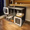 Gaiola para gatos economizadora de espaço com espaço extra grande, vaso sanitário integrado para gatos para apartamentos pequenos, um quarto, uma sala de estar, um banheiro villa para gatos