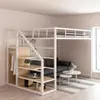 Bunk superior ático ahorra doble capa pequeño apartamento tipo apartamento pequeño funcional dos capas dúplex cama cama arte hierro cama alto marco hierro espacio alto bajo