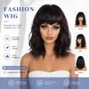 Comercio Exterior Pelucas Europeas y Americanas para Mujer, Flequillo Recto, Cabello Mediano a la Altura de los Hombros, Rizos Pequeños de Onda de Agua, Pieza de Cabello Sintético Hecha a Máquina