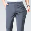 Pantalones Casuales para Hombre No Planchar Elásticos en Cuatro Direcciones Verano Delgado Seda de Hielo Corte Ajustado Recto Pantalones de Negocios Pantalones Delgados de Verano para Hombre