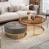 Mesa de centro de pizarra para sala de estar, uso doméstico, mesa de cristal templado, minimalista moderno, apartamento pequeño, lujo ligero, nuevo modelo 2026, redonda, minimalista