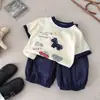 Traje de Verão de Manga Curta 2026 para Crianças, Solto e Respirável, Estilo Coreano Desenho Animado Pônei Tendência Moda Estampado Versátil