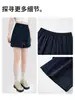 Shorts esportivos de cintura alta com cordão para mulheres, design de perna larga em A, cobre os quadris, faz as pernas parecerem mais finas, calça leve, respirável, solta e confortável
