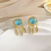 Brincos de Apanhador de Sonhos com Design de Laço, Micro-Pavimentados com Zircônia, Galvanizados a Ouro Real, Cobre Transfronteiriço, Acessórios de Nicho de Alta Gama, Atacado