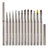 Set de Pinceles de Manicura de Varilla Metálica Transfronterizo, Set Completo de 12 Plumas Pintadas, Pinceles Grandes Cuadrados y Redondos para Fototerapia, Pinceles Degradados Se Pueden Personalizar