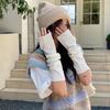 Guantes de Lana Tejida Japonesa para Mujer Nuevo Otoño e Invierno Expositor Pantalla Táctil A Prueba de Frío Cálido Protección para el Brazo Color Sólido Manga Larga