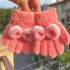 Lindos Guantes de Lana Tejida de Peluche para Niños en Otoño e Invierno para Prevenir el Frío y Mantener Caliente Guantes Completos con Lazo Estudiantiles para Exteriores