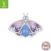 Prata Ziyun gradiente luminoso borboleta silicone posicionamento pulseira contas vintage Luminous Stone s925 prata esterlina diy contas