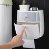 Eco Coco Montado en la pared Presionar para abrir Impermeable Caja de pañuelos de doble capa Baño con cajón de almacenamiento Soporte para pañuelos