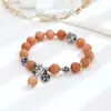 Pulseira de Anel Único de Pedra do Sol Natural Pulseira Prata S925 Mo Shaohua Negativo Pedra do Sol Contas de Anel Único Cristal Natural Mulheres