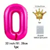 Venta al por mayor transfronteriza Globos digitales de corona de cumpleaños de 32 pulgadas Globos de película de aluminio digital rojo rosa Fiesta de cumpleaños Aniversario