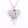 Colgante de hip hop transfronterizo con personalidad, tendencia de desamor, collar para parejas de hombres y mujeres, colgante de amor con diamantes al por mayor