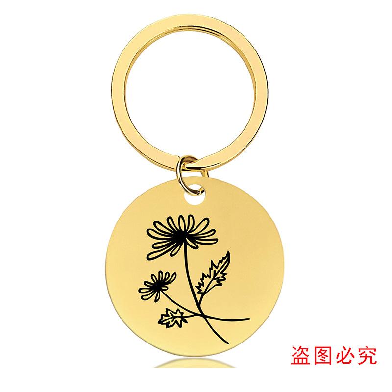 十二月份花朵黑+金圆牌钥匙扣单张图-23