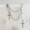 Joias Europeias e Americanas brincos clipe de orelha moda personalidade punk corrente de franja cruz dupla clipe de orelha feminino