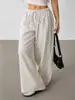 Pantalones Casuales de Pierna Recta para Mujer, Estilo Transfronterizo Europeo y Americano 2025, Cintura Elástica con Cordón, Perezosos, Versátiles, de Rayas Anchas