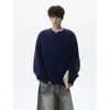 Estilo Old Money, cuello Henley, cárdigan de punto para hombre, otoño/invierno, retro americano, moderno, corte holgado, casual y cálido abrigo suéter