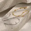 Pulseira Exclusiva de Corrente Ossos de Cobra com Contas Estilo Ins Acessível de Luxo Retrô para Mulheres Joia Banhada a Ouro 24K em Aço Inoxidável