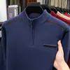 Yingao Suéter de Punto Grueso con Cremallera y Cuello Alto Medio para Hombre, Nuevo Punto de Invierno, Punto Cálido Estilo Papá para Hombres