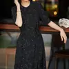 Vestido de Seda Cielo EstrelladoDoble Crepé Seda de Morera Elegante Solapa Estampado Vestido 2026 Verano Mujer